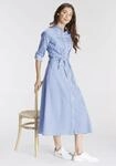 Blusenkleid DELMAO, Damen, Gr. 46, N-Gr, blau (blau, wei&szlig;), Web, Obermaterial:...