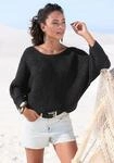 Fledermauspullover LASCANA "mit aufwendigem Strickmuster, Lochstrickmuster", Damen,
