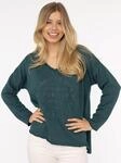 Zwillingsherz "Positive Mind", ausgefranster V-Ausschnitt, Used Look, Langarm,