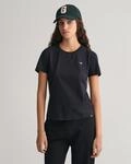 T-Shirt GANT "REG SHIELD KA T-SHIRT", Damen, Gr. XS, schwarz, Jersey, Obermaterial:
