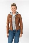 Lederjacke MAURITIUS "NOLA", Damen, Gr. XS/34, braun (cognac), Obermaterial: 100%