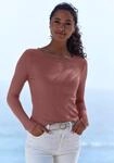 Langarmshirt LASCANA "in modischer Piqu&eacute;-Optik", Damen, Gr. 32/34, lila...