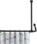Duschvorhangstange WENKO, schwarz, B:8cm L:57cm, Aluminium, Kunststoff,