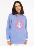 Hoodie ZWILLINGSHERZ, Damen, Gr. S/M, blau (jeans), Sweatware, Obermaterial: 50%