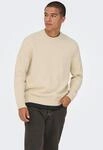 Rundhalspullover ONLY & SONS "ONSJAMES RLX CREW KNIT", Herren, Gr. L, beige