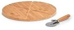 Pizzaschneidebrett ZELLER PRESENT, beige (natur), H:1,5cm &Oslash;:32cm, Bambus, Metall,