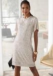 Paillettenkleid LASCANA "mit kurzen &Auml;rmeln", Damen, Gr. 44, N-Gr, beige