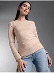 Longsleeve TRIGEMA "TRIGEMA Langarmshirt", Damen, Gr. S, beige (sand, melange),
