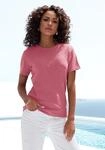 Kurzarmshirt VIVANCE "mit sommerlichem Ajour-Muster", Damen, Gr. 44/46, lila (beere),