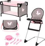 Puppenbett BAYER "Puppen-Reisebett-Set", rosa (rosa, grau mit schmetterling),