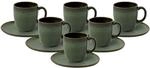 Tasse "Kaffeetassen mit Untertassen Lave 190 ml 6er Set", gr&uuml;n (vert), Steingut,