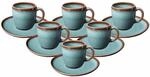 Tasse "Kaffeetassen mit Untertassen Lave 190 ml 6er Set", blau (glac&eacute;), Steingut,