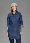 Jeansbluse ARIZONA "Krempel&auml;rmel mit Riegel", Damen, Gr. 36, blau (dunkelblau), Web,