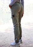 Trekkinghose "Cargo Jeans Optik", Damen, Gr. 44, N-Gr, gr&uuml;n (khaki), Obermaterial: