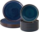 Geschirr-Set "Tafelservice Crafted 12er Set", blau (denim), 12, Porzellan, LIKE. BY