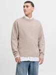 Rundhalspullover JACK & JONES "JJESOHO OLLIE KNIT CREW NECK SN", Herren, Gr. L, beige