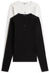 Langarmshirt TOMMY JEANS "TJW 2PACK SLIM ESSENTIAL RIB LS", Damen, Gr. XS (34),