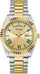 Quarzuhr GUESS "CONNOISSEUR", gold (silbergoldfarben), Armbanduhren, Herren,