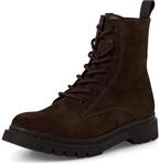 Schn&uuml;rstiefelette TAMARIS, Damen, Gr. 37, braun (dunkelbraun), Veloursleder,