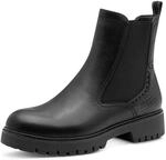Chelseaboots TAMARIS, Damen, Gr. 36, schwarz, Leder, Lederimitat, Schuhe