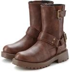 Bikerboots LASCANA "Stiefel, Stiefelette", Damen, Gr. 38, braun, Obermaterial:...