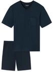 Schlafanzug SCHIESSER "Pyjama Casual Essentials", Herren, Gr. S, blau (dunkelblau),