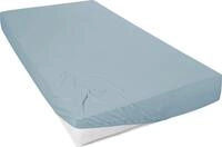 Spannbettlaken PRIMERA "Mako-Feinjersey Spannbetttuch", blau (aquamarin), B:120cm