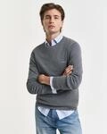 Rundhalspullover GANT "COTTON PIQUE C-NECK", Herren, Gr. 5XL, grau (dunkelgrau