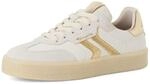 Plateausneaker TAMARIS, Damen, Gr. 37, beige (wei&szlig;, goldfarben), Leder, Lederimitat,