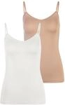 Unterhemd LASCANA, Damen, Gr. 36/38, 2 Stk., N-Gr, beige (sand, creme), Obermaterial:
