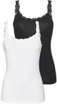 Unterhemd LASCANA, Damen, Gr. 44/46, N-Gr, schwarz-wei&szlig; (wei&szlig;, schwarz), Single