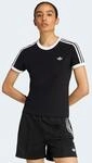 T-Shirt ADIDAS ORIGINALS "3S TEE SLIM", Damen, Gr. M, schwarz, wei&szlig;, Obermaterial:
