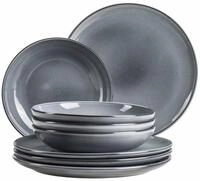 Tafelservice M&Auml;SER "Livio", grau, 8, Geschirr-Sets, Tafelservice
