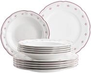 Tafelservice M&Auml;SER "Lova", wei&szlig; (wei&szlig;, rot), 12, Geschirr-Sets, Tafelservice