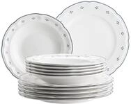 Tafelservice M&Auml;SER "Lova", wei&szlig; (wei&szlig;, blau), 12, Geschirr-Sets, Tafelservice