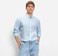 Langarmhemd OLYMP, Herren, Gr. L, N-Gr, blau (hellblau), Web, Obermaterial: 100%