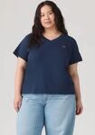 V-Shirt LEVI'S PLUS "V NECK TEE", Damen, Gr. XXL (50/52), navy blazer, Jersey,