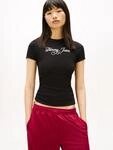 Kurzarmshirt TOMMY JEANS "TJW SLIM ESS LOGO 1 RIB TEE EXT", Damen, Gr. XXL (44),