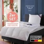 Daunenbettdecke + 3-Kammer-Kopfkissen EXCELLENT "Wien", wei&szlig;, B/L: 135cm x...
