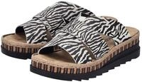 Pantolette RIEKER, Damen, Gr. 36, schwarz-wei&szlig; (creme, schwarz), Lederimitat, Schuhe
