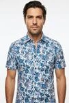 Kurzarmhemd OLYMP "LUXOR", Herren, Gr. 38, N-Gr, bunt (blau), Web,...