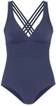 Badeanzug LASCANA, Damen, Gr. 36, Cup B, blau (marine), Microfaser, Microfaser,