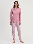 Schlafanzug CALIDA "Striped Dreams", Damen, Gr. L (48/50), lila (lilas), Interlock,