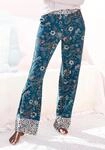 Pyjamahose LASCANA, Damen, Gr. 32/34, N-Gr, bunt (rauchblau, ecru), Single Jersey,