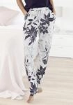 Pyjamahose LASCANA, Damen, Gr. 32/34, N-Gr, beige (ecru, allover, gebl&uuml;mt), Single