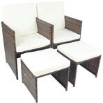 Gartenstuhl VCM "4-tlg Gartenstuhl Rattan Fu&szlig;auflage Hocker Raloso", braun, B:53cm