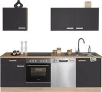 K&uuml;chenzeile OPTIFIT "Leer Breite 240 cm", grau (k&uuml;che: grau, front: anthrazit,