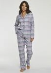 Pyjama, Damen, Gr. 34, lila (lila, kariert), Flanell, Obermaterial: 100%...