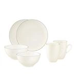Geschirr-Set SELTMANN WEIDEN "Fr&uuml;hst&uuml;cks-Set Savona Grey Line 6er Set creme", beige