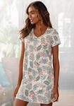 Sleepshirt LASCANA, Damen, Gr. 32/34, N-Gr, beige (sand, bedruckt), Single Jersey,